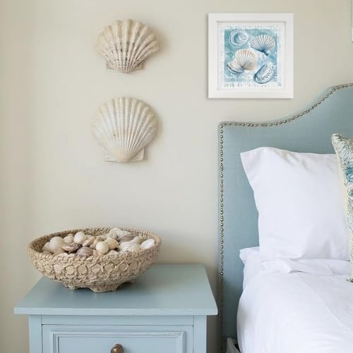 Coastal Seashell Wall Art Decor - Beach Room Wall Hanging, 7x7 Inch