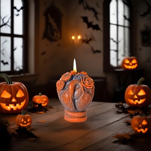 4 Pack Heart Skull Rose Candle Molds - Silicone DIY Craft Molds