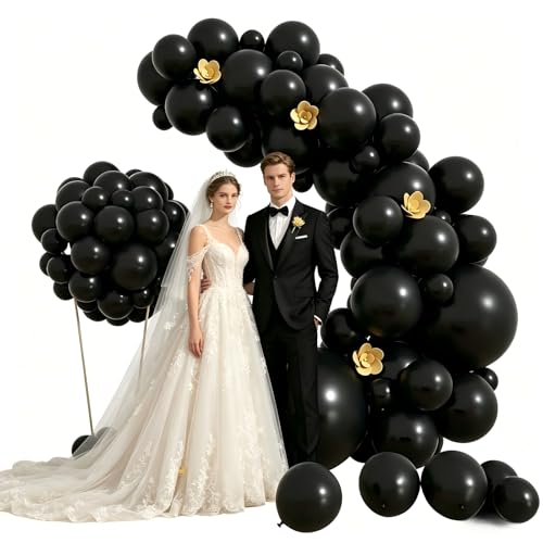Black Balloon Garland Arch Kit - 100Pcs Matte Latex Balloons for Party Decorations
