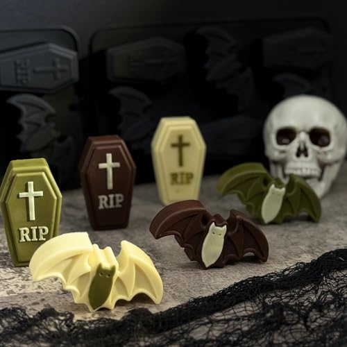 Halloween Silicone Mold Set - Bat and Coffin Shapes, Black, 2 Pack