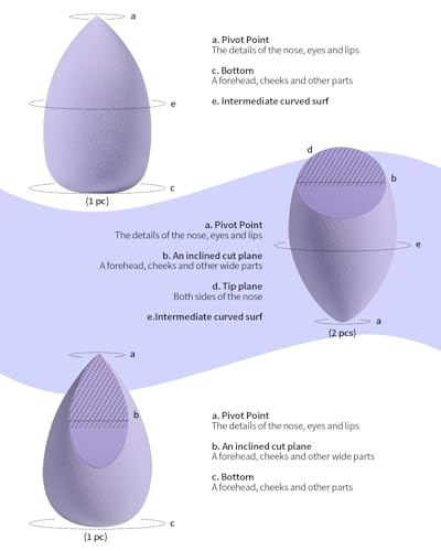 Purple Makeup Sponge Set 4 Pieces Latex-Free Foundation Blenders