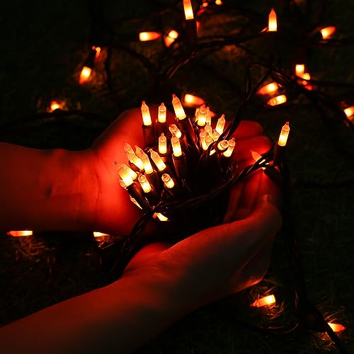 Halloween Orange String Lights - 12.5ft 50 LED Incandescent Bulb Lights - Connectable Indoor Outdoor