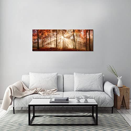 Autumn Forest Canvas Wall Art - Fall Landscape Nature Scene for Living Room