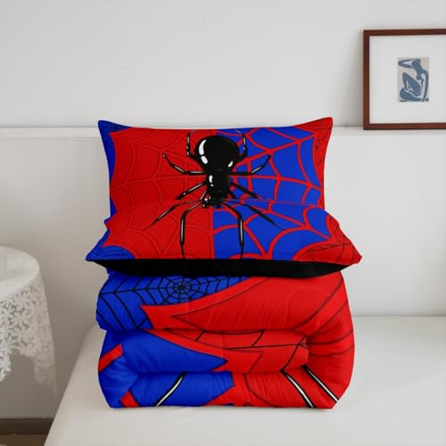 King Size Spider Web Comforter Set A3 - Halloween Gothic Insect Bedding with Pillowcases