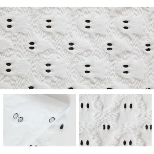 Halloween Table Runner 13x36 Inch Faux Fur Ghost Table Decor for Holiday Dining - White Ghost Variation