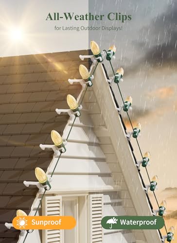 Minetom 400 Pack Christmas Light Clips - White for C7 C9 String Lights