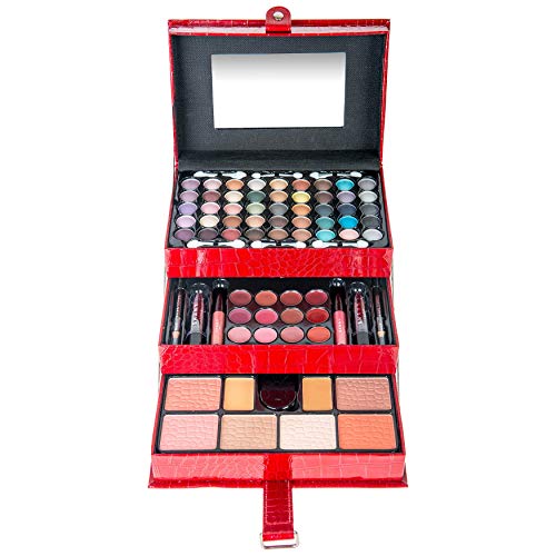 All-In-One Makeup Set with 67 Colors & Mirror - Red Variation