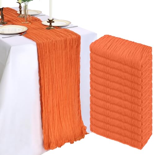 Orange Cheesecloth Table Runner 12 Pack 10Ft - Boho Wedding Decor