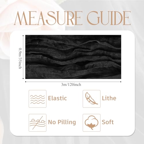 Black Cheesecloth Table Runner 10ft Boho Gauze Set of 2 for Weddings & Parties