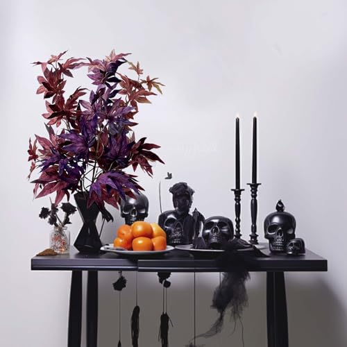 Artificial Maple Leaves Branches 3-Pack, 32.6 Inch Fall Faux Bushes for Decor