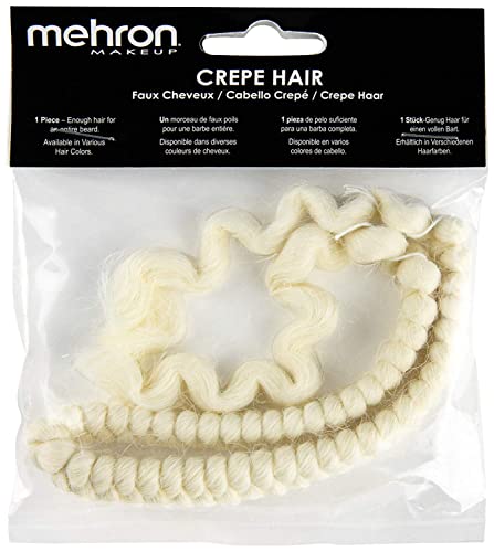 Special Effects Crepe Hair - White, 12 Inch Real Wool for Makeup & Character Looks