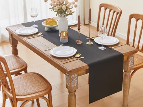 Black Table Runner 16x71 Inches Waterproof Summer Autumn Kitchen Decor