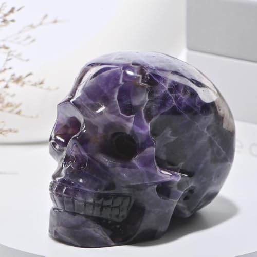 Dreamy Amethyst Crystal Skull Statue - Hand Carved Healing Stone, 5 Inch Variation of THIS listing