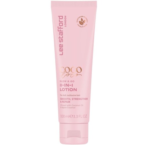 Lee Stafford Blow Dry Hair Lotion - 11-in-1 Leave-In Styling Cream, Heat Protectant & Hydrating Coconut Scent, 3.3 Fl Oz