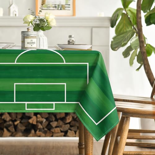 60x84 Inch Rectangular Football Tablecloth - Green World Cup Decor
