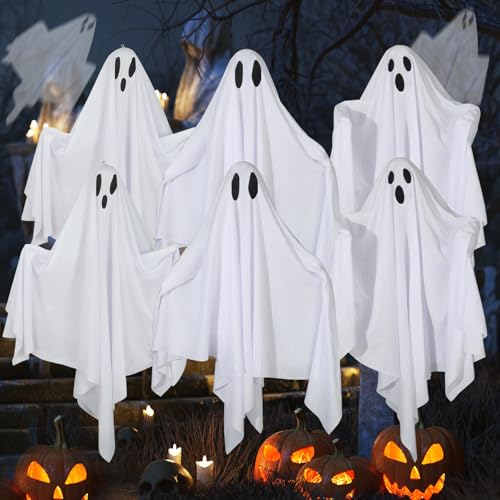 Halloween Hanging Ghost Decorations - 6 Pack, 27.6 Inch Outdoor Spooky Yard Decor