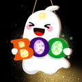 Halloween Door Decor Ghost with Light Sign - Outdoor Wall Hanging, Spooky Welcome