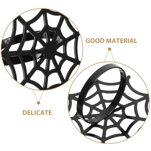 Halloween Spider Web Napkin Rings Set of 4 - Metal Table Decorations for Parties