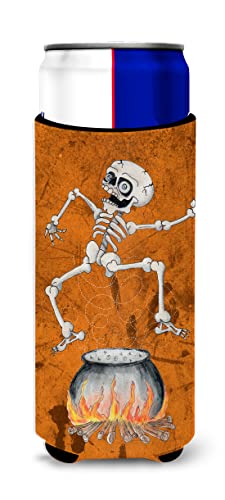 Skeleton Jumping from Witches Caldron Halloween Beverage Insulator for Slim Cans - SB3013MUK