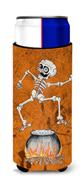 Skeleton Jumping from Witches Caldron Halloween Beverage Insulator for Slim Cans - SB3013MUK