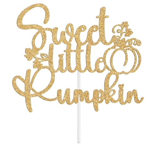 Gold Glitter Pumpkin Cake Topper for Fall Baby Shower & Halloween Celebrations
