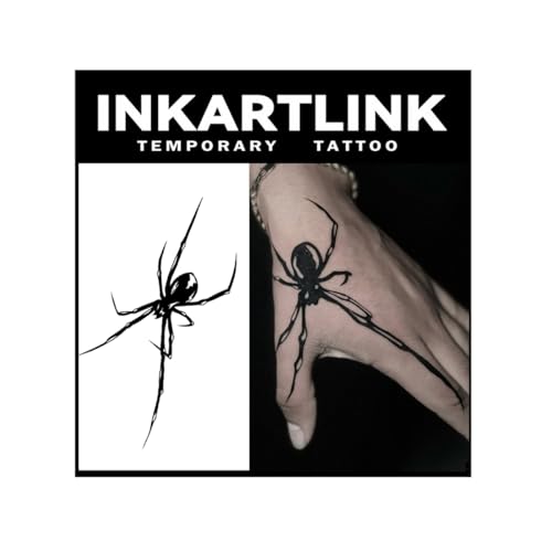 Semi Permanent Tattoo Sheets - Long Legged Spider Animal Design - Waterproof & Skin-Safe - Variation: Animal-MAN26