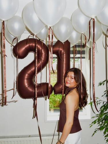 40 Inch Number 0 Balloon - Dark Brown Birthday Decorations for Party