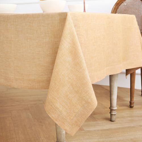 Luxurious Golden Nugget Linen Tablecloth - Athena 60 x 156 in, Handcrafted