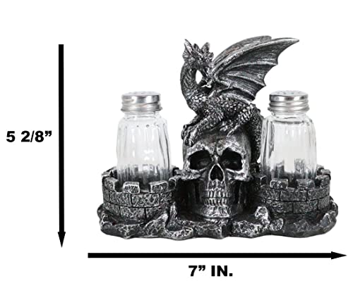 Gothic Dragon Salt and Pepper Shaker Set with Skull and Castle Decor