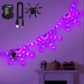 Halloween Spider Web Lights 6FT 60LED Purple with Black Spider and Timer - Indoor Outdoor Decor