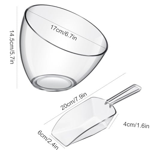 Clear Plastic Serving Bowls with Scoops Set - 35 oz, 8 Pieces for Parties & Food Display