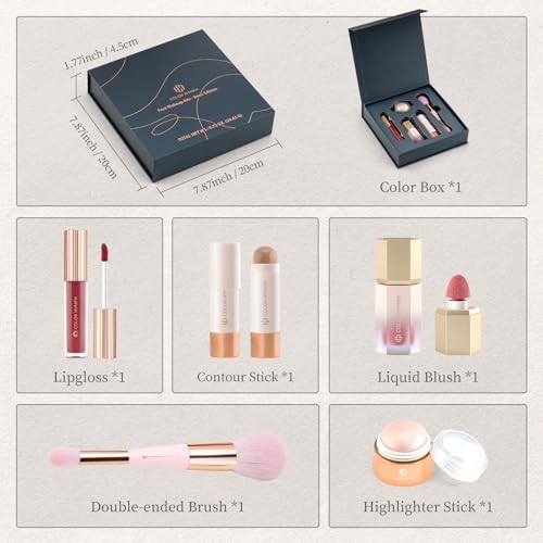 Color Nymph Makeup Kit for Beginners - Basic Edition, Face & Lip Cosmetics Gift Set