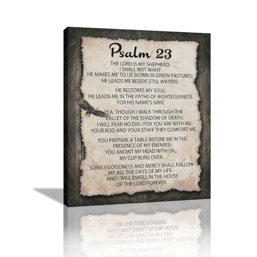 Psalm 23 Wall Art Canvas Print - Religious Scripture Scripture Wall Decor 24x20