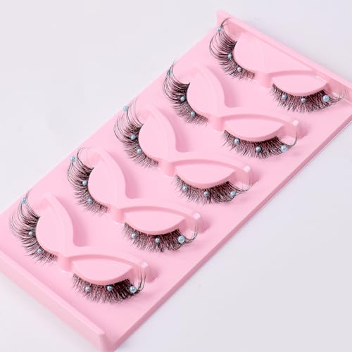 Blue Pearl Eyelash Clusters with Faux Mink Lashes - DIY Lash Extension Kit