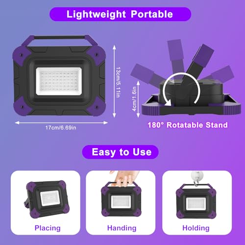 Rechargeable UV Black Light with 405nm Purple Variation, High & Low Modes