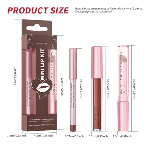 3 Pack Black Lip Combo Set - Matte Lip Liner, Lipstick & Gloss - Variation B- Set 5