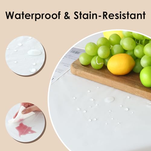 White Round Plastic Disposable Tablecloth - 84 Inch, 22 Pack