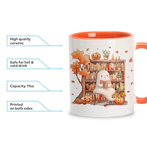 Halloween & Books Fall Ghost Reading Mug with Spoon - Book Lovers Gift