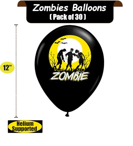 30 Pack Halloween Zombie Balloons - Bloody Zombie Print Latex Decor