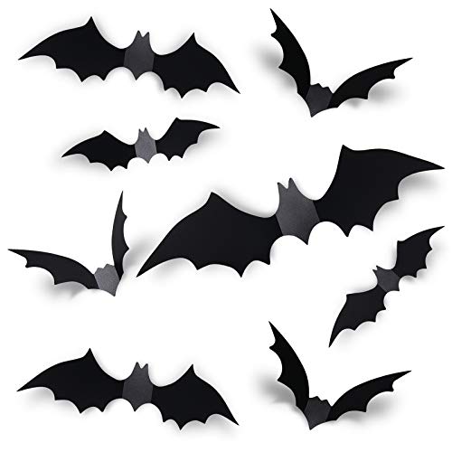 Halloween Bat Decorations Set of 60 – Realistic PVC Wall Decals for Party & Home Decor