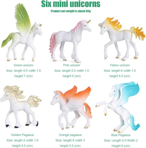 6 Pcs Unicorn Pegasus Model Figures Set for Cake Toppers & Decor