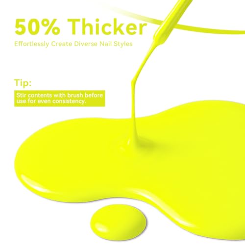 Neon Yellow Gel Liner Nail Art Polish with Built-in Thin Brush - 8ml