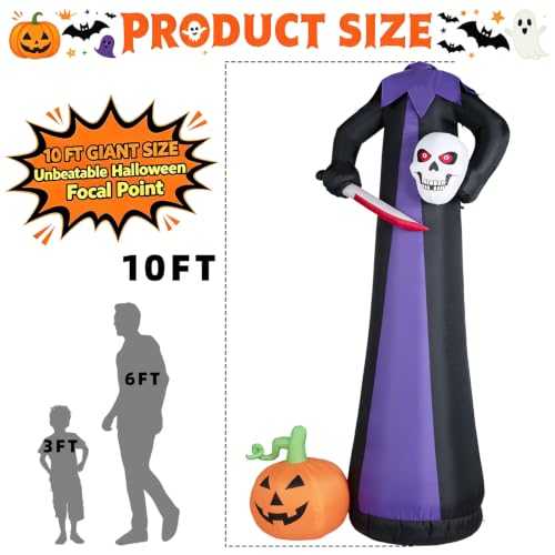 10FT Headless Skeleton Halloween Inflatable Outdoor Yard Decor - Purple Skeleton Variation