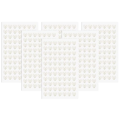 Heart-Shaped Pearl Stickers 10mm Self-Adhesive Gems for Crafts Makeup Nails - White
