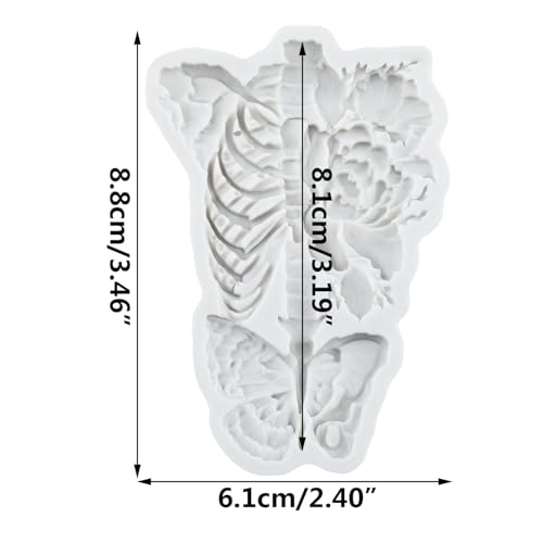 Lingzhi Skull Skeleton Fondant Mold with Butterfly & Flower Design - Style A