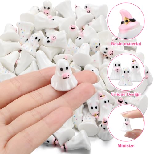Mini Pastel Ghost Figurines Bulk Set - Halloween Decor, 75 Pieces with Variation Ghost