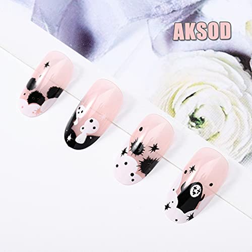 Ghost Press On Nails Short Glossy Virus Fake Nails - Style G