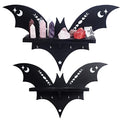 Spooky Bat Shelf Wall Decor - Halloween Gothic Coffin Shelf with Hooks for Curiosities
