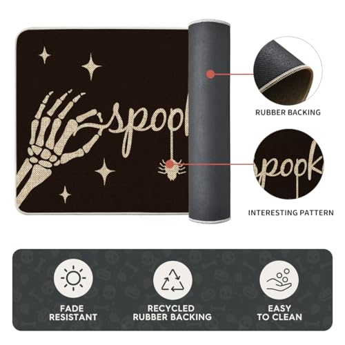Halloween Kitchen Mats Set of 3 - Non-Slip Small, Medium, Large Rugs - Black