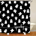 Ghost Halloween Shower Curtain - Spooky Ghost Pumpkin Bathroom Waterproof Fabric 72x72 Inches with Hooks - Variation Ghost-a